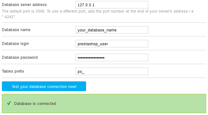 Database Credentials Form