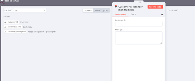 Editing the customer messenger node